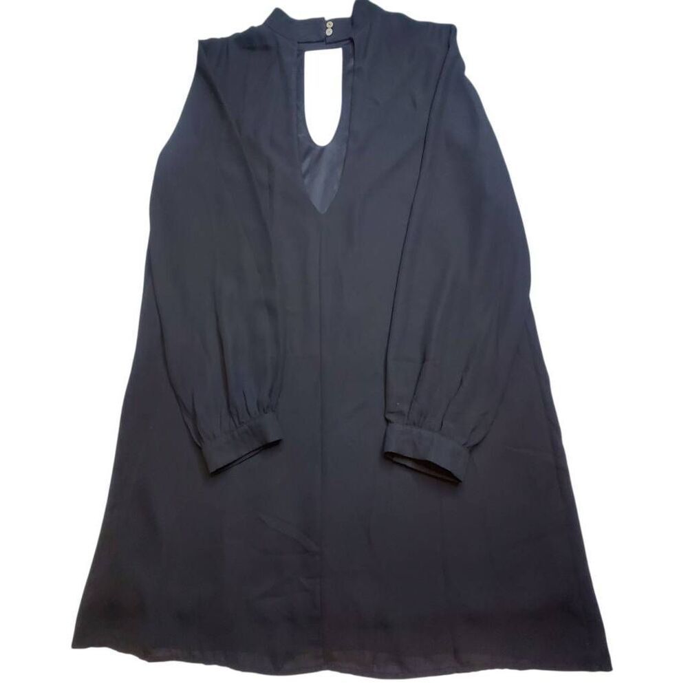 Dee Elle Dress Black Long Sleeve Mock Neck Keyhole Chic Party Dress - Picture 4 of 8